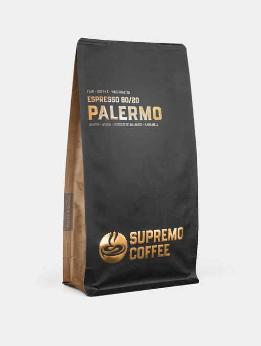 Packung Palermo italienischer Espresso Blend von Supremo Coffee, ganze Bohnen